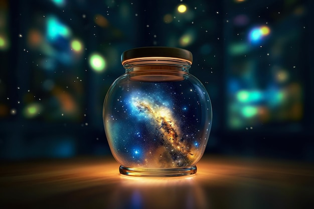 Magia w szklanym słoju Symulowana kosmiczna fantazja Starry Sky w kosmosie Unreal Universe