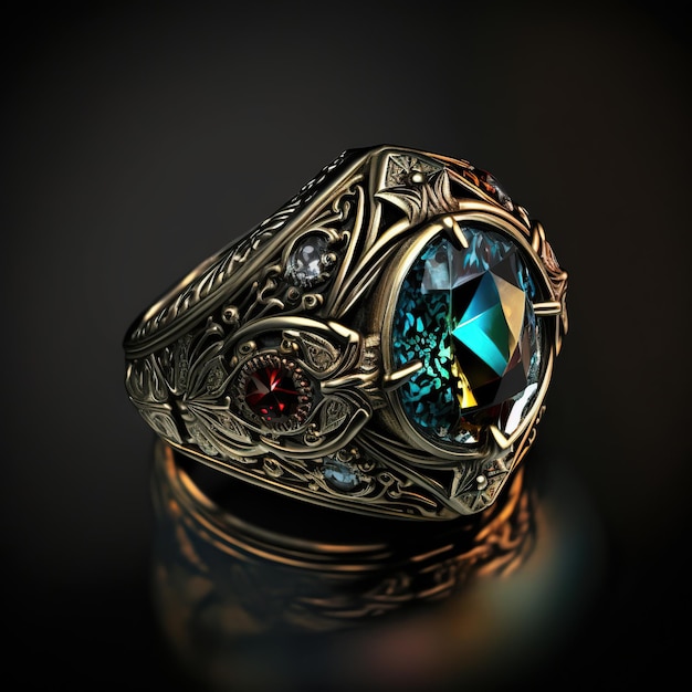 Magiczna biżuteria pierścionka fantasy dla czarownicy lub czarodzieja Ai art Ikona gry