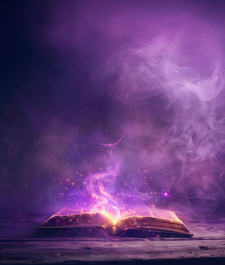 Zdjęcie magiczna książka z świecącą aurą