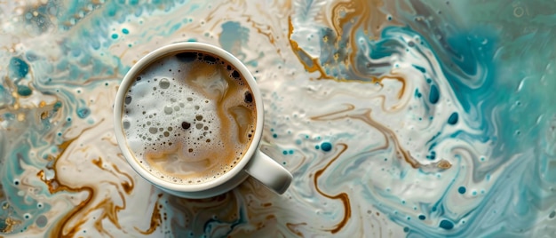 Magiczna sztuka latte Cappuccino Kawa Piana Mleko Krem Napój Projekt Piękna sztuka Latte