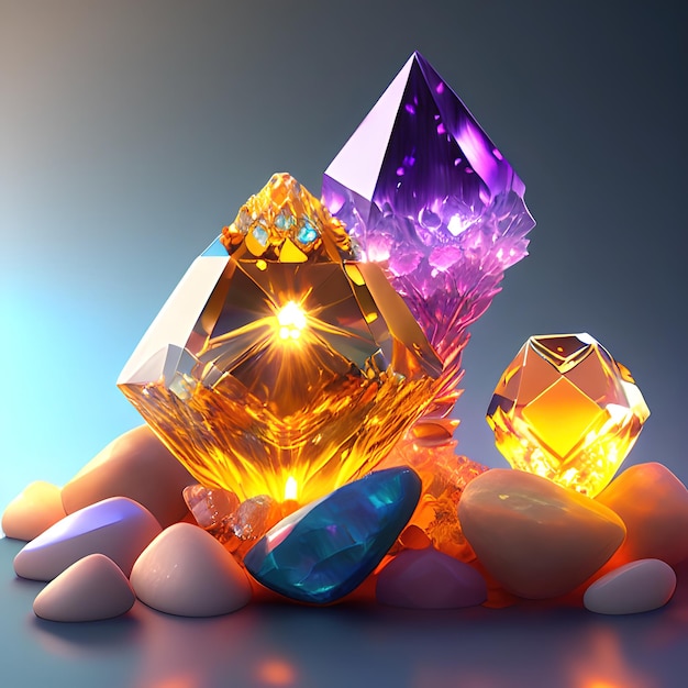 Magiczne kryształowe światło i kamienie szlachetne
