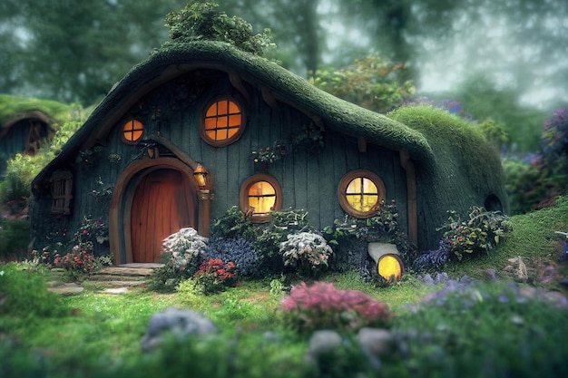 Magiczny bajkowy domek w lesie