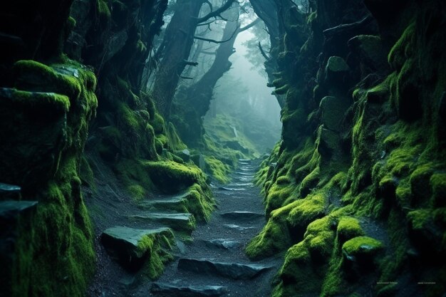 Magiczny ciemny i tajemniczy las