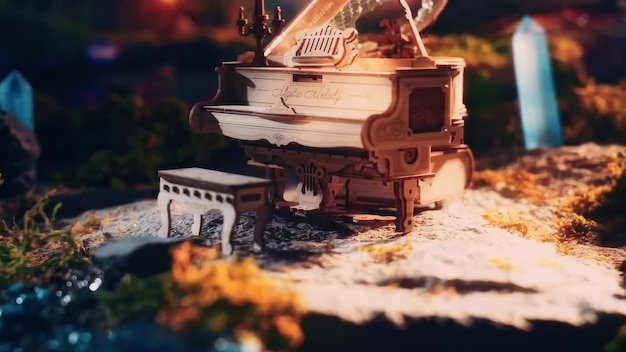 Zdjęcie magiczny fortepian mechaniczny samodzielnie grający pudełko muzyczne zestawy bloków budowlanych zabawki 3d puzzle drewniane