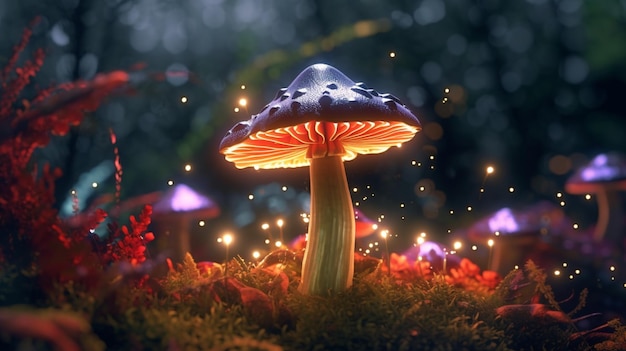 Magiczny grzyb w lesie Generative AI 8k UHD Generative Ai