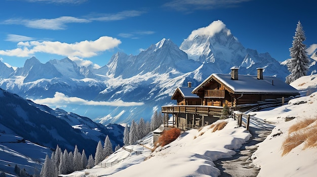 Magiczny zimowy panoramiczny widok na wioskę Alpe di Siusi