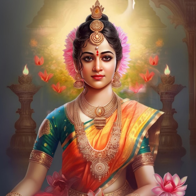 Maha lakshmi pobieranie obrazów bogini mah laxmi na lotosowych obrazach generatywnych ai