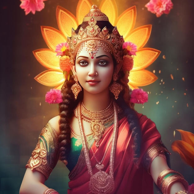 Maha lakshmi pobieranie obrazów bogini mah laxmi na lotosowych obrazach generatywnych ai