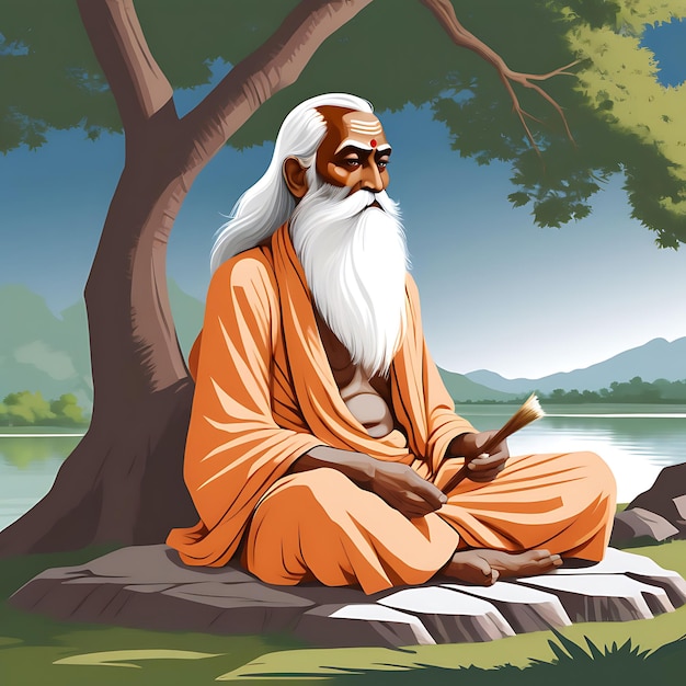 Zdjęcie maharishi valmiki jayanti płaska ilustracja