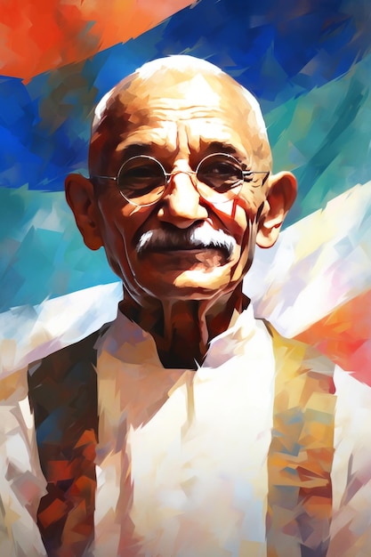 Mahatma Gandhi indyjski bojownik o wolność 2 października malarstwo ilustracyjne