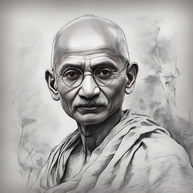 Mahatma Gandhi szkic sztuki rysunek konturowy