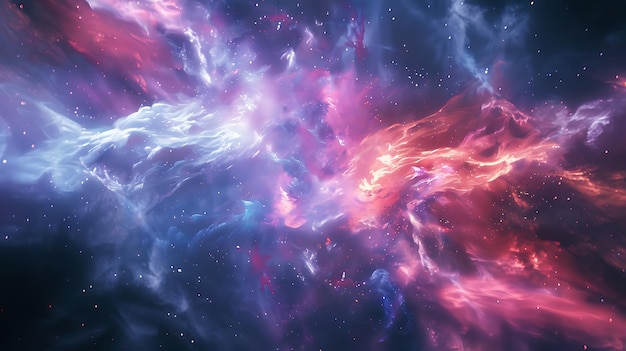 Majestatyczna i kolorowa mgławica kosmiczna z jasnymi, świecącymi gromadami gwiazd