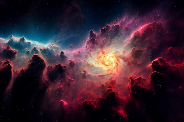 Majestatyczna Kosmiczna Mgławica Wizualizacja 3d Grafika Niesamowite Abstrakcyjne Tło