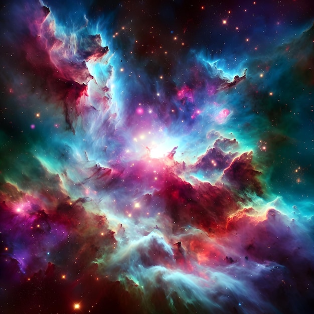 Majestatyczna mgławica galaktyczna w żywych kolorach