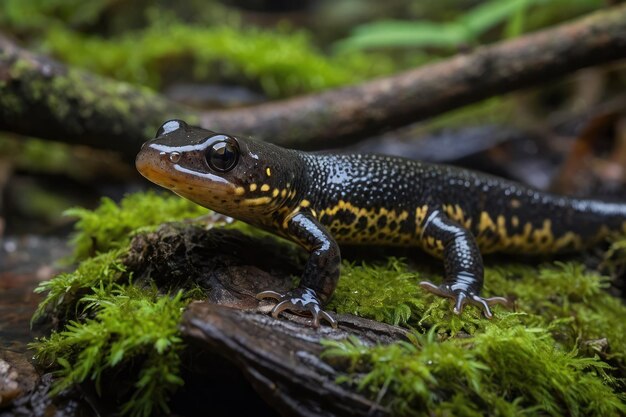 Majestatyczna salamandra na bagnistym terenie