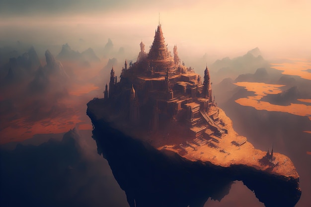 Majestatyczna starożytna świątynia świata fantasy