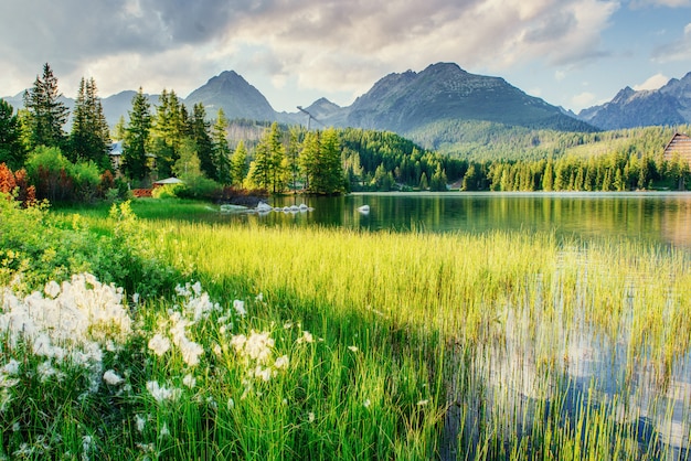 Majestatyczne Górskie Jezioro W Parku Narodowym Wysokie Tatry.