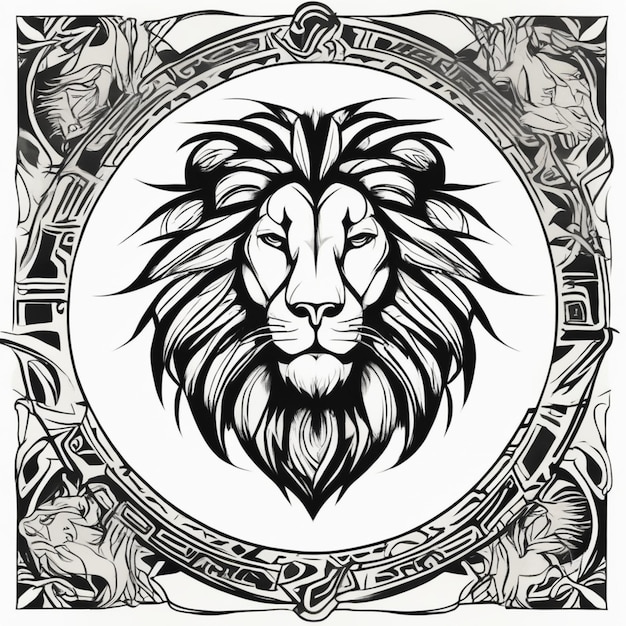 Majestatyczne logo lwa plemiennego Kreatywny projekt godła dzikiej przyrody