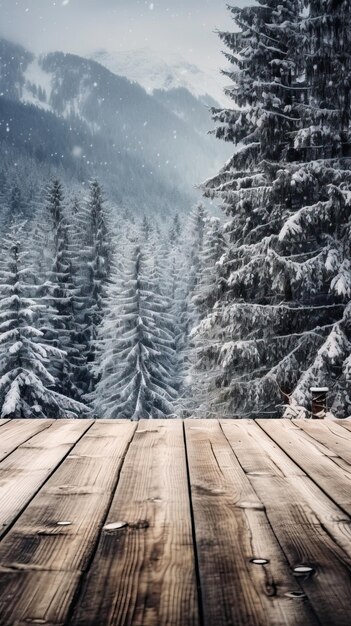 Majestatyczny krajobraz zimowy Spokojny las sosnowy w czarno-białym