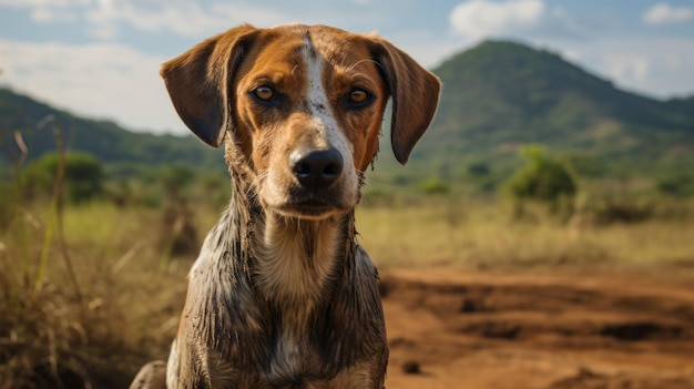 Majestatyczny pies w Afryce Przyciągający portret na Madagaskarze