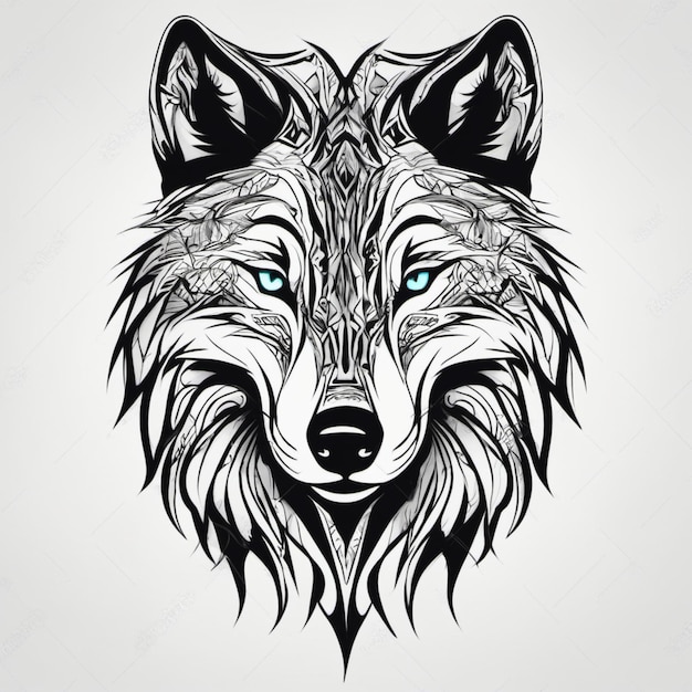 Majestatyczny tatuaż plemiennego wilka