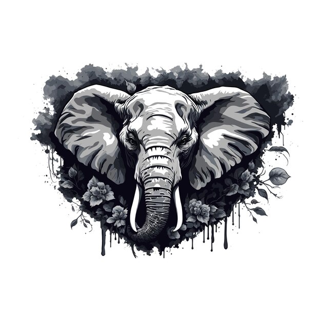 Majestic Elephant Vector Art Kreatywny projekt koszulki dla dzikiej przyrody