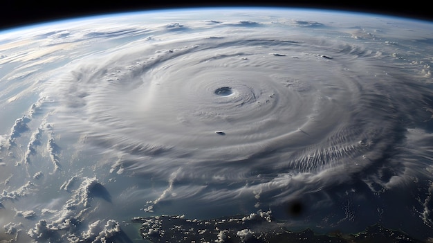 Zdjęcie majestic hurricane swirling over the ocean from aerial view