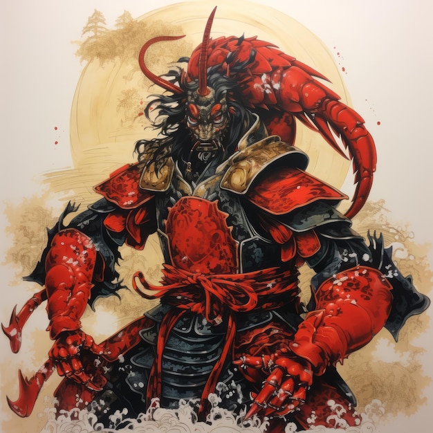 Majestic Lobster Samurai Tradycyjny japoński obraz
