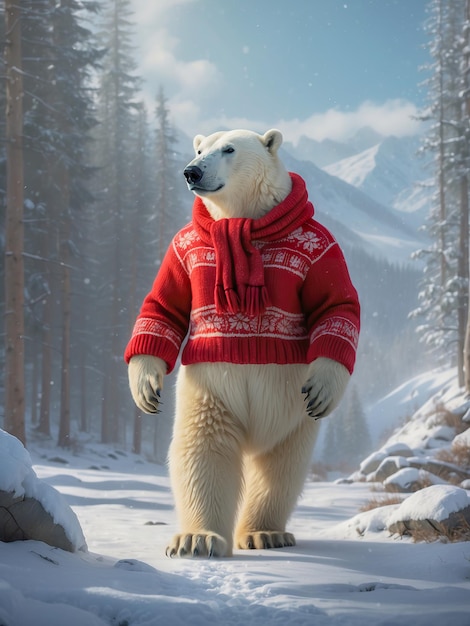 Zdjęcie majestic polar bear wearing dress sezon zimowy