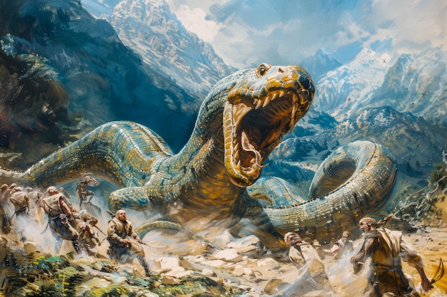 Majestic Prehistoric Tyrannosaurus Rex Roaring w dramatycznym krajobrazie jurajskim z Majestic