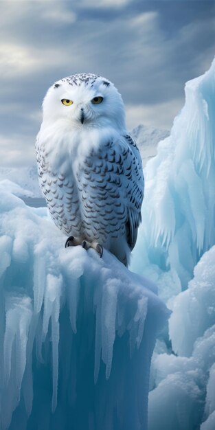 Zdjęcie majestic snowy white owl fantastyczna kompozycja w rozdzielczości 8k