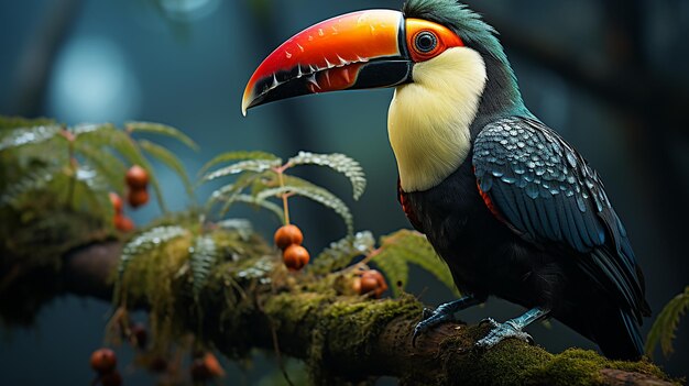 Zdjęcie majestic toucan na gałęzi drzewa