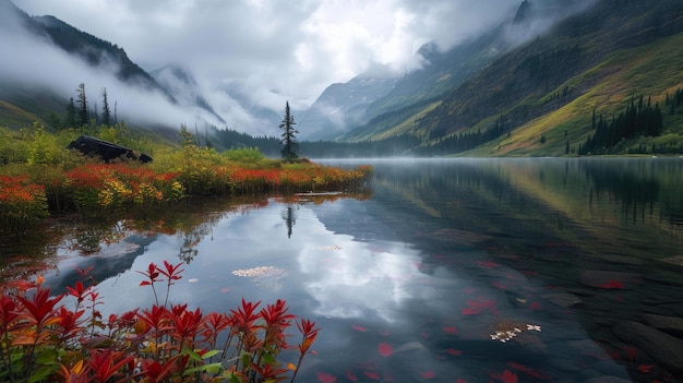 Majestic Waters A CrystalClear Lake Scene.