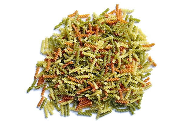 Makaron Fusilli Tricolore Na Białym Tle