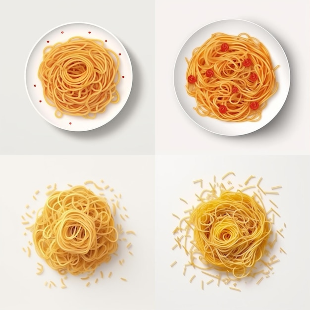 Makaron Włoskie jedzenie z mąki z pszenicy durum zmieszanej z wodą lub jajami Wytwarzane przez AI