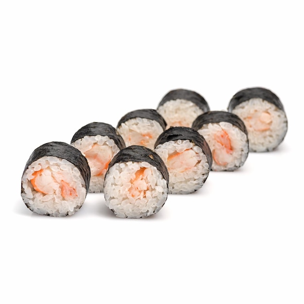 Maki krewetki sushi na czarnym tle Azjatycka kuchnia sushi menu jedzenie do dostawy