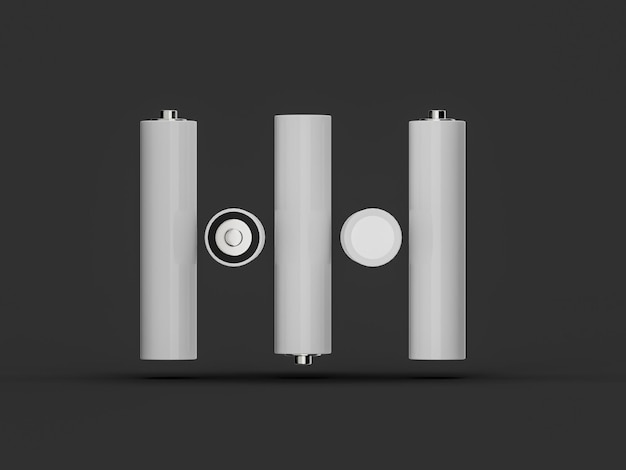 Zdjęcie makieta baterii rozmiaru aaa izolowana ilustracja 3d akumulatora