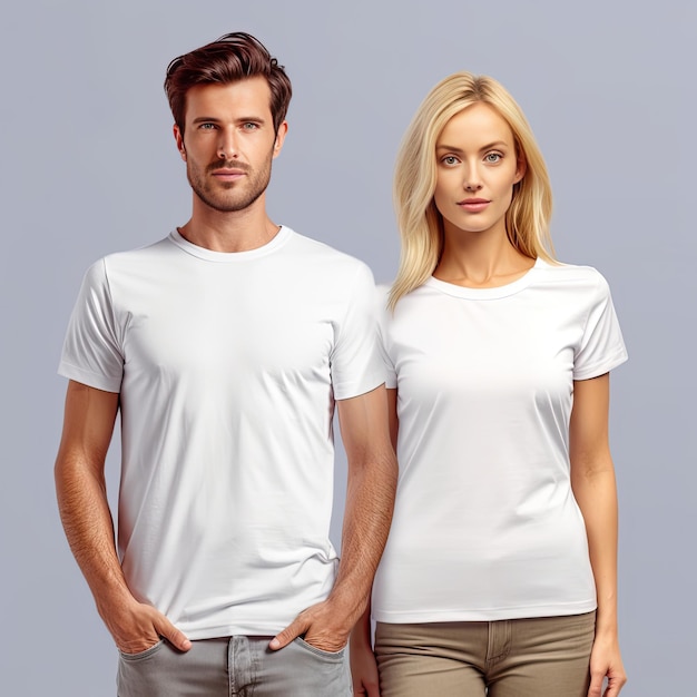 makieta białej koszulki pary