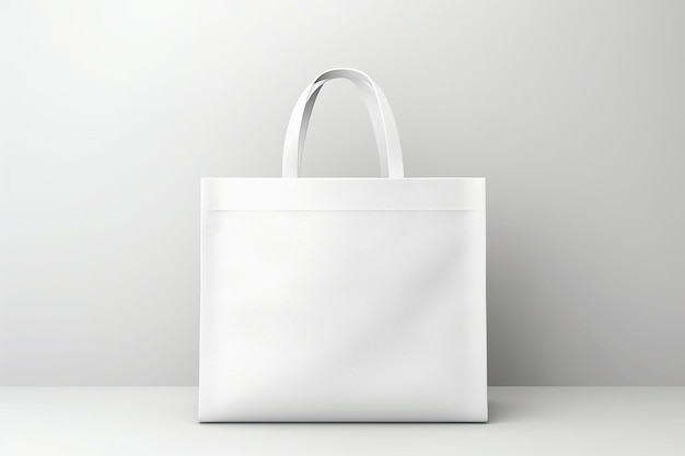 Makieta białej torby materiałowej z białym papierem w stylu S