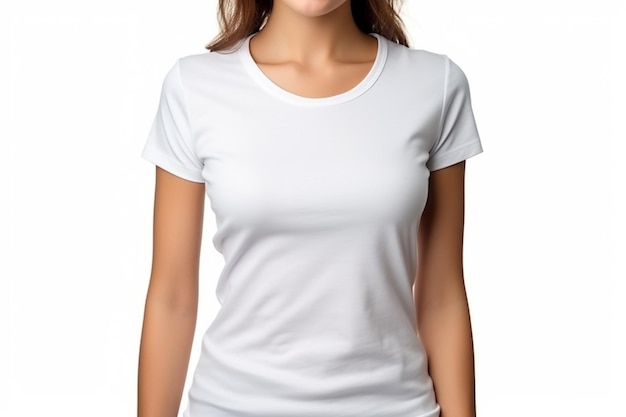 Makieta kobiety w białej koszulce stworzona przy użyciu generatywnej sztucznej inteligencji