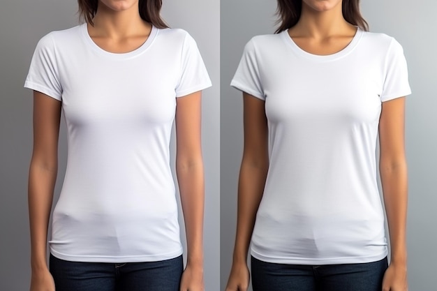 Makieta kobiety w białej koszulce stworzona przy użyciu generatywnej sztucznej inteligencji