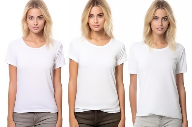Zdjęcie makieta kobiety w białej koszulce stworzona przy użyciu generatywnej sztucznej inteligencji