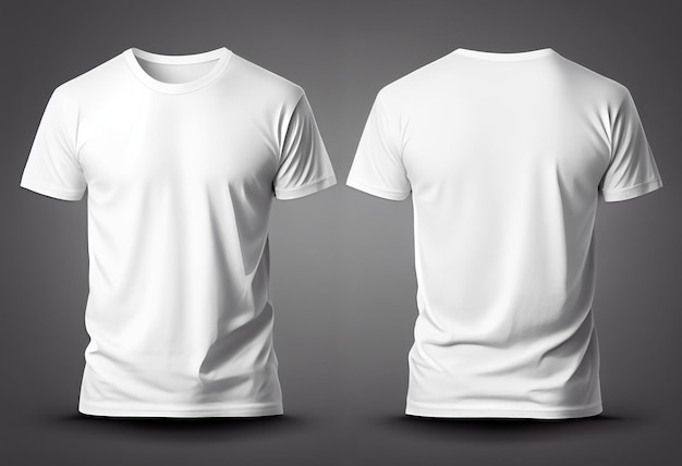 Makieta koszulki Biała pusta koszulka widok z przodu iz tyłu Odzież damska i męska w jasnych atrakcyjnych modelach odzieży tshirt Szablon Generative Ai