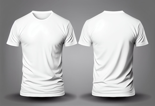 Makieta koszulki Biała pusta koszulka widok z przodu iz tyłu Odzież damska i męska w jasnych atrakcyjnych modelach odzieży tshirt Szablon Generative Ai