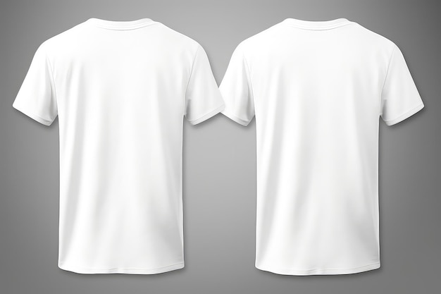 Zdjęcie makieta koszulki z białymi pustymi koszulkami z widokiem z przodu i z tyłu, odpowiednia zarówno dla makiet odzieży damskiej, jak i męskiej