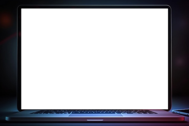 Makieta laptopa z pustym pustym białym ekranem