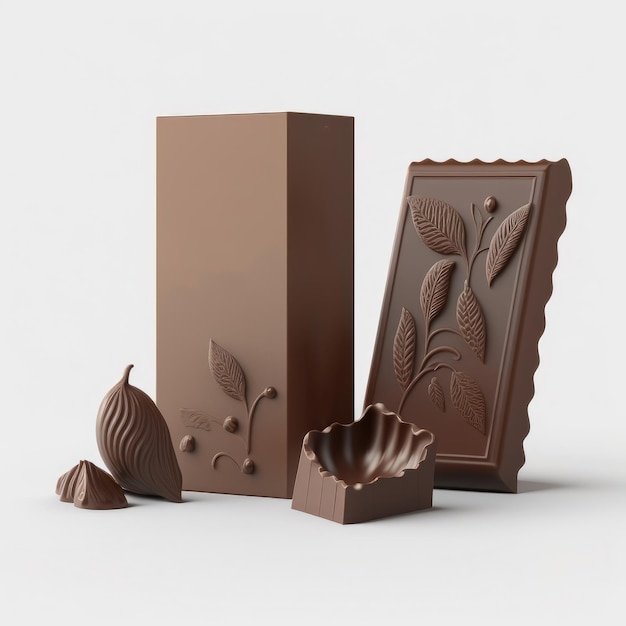 Makieta makiety produktu rzemieślniczego ręcznie robionego opakowania czekoladowego. ai opakowań do żywności