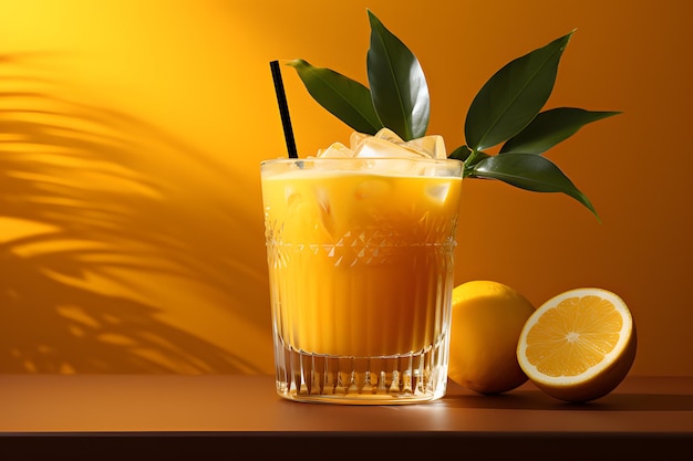 makieta mango pomarańczowego żółtego studia tła