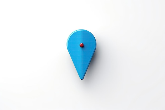 Zdjęcie makieta niebieskiego pinu nawigatora gps z mapą na białym tle makieta