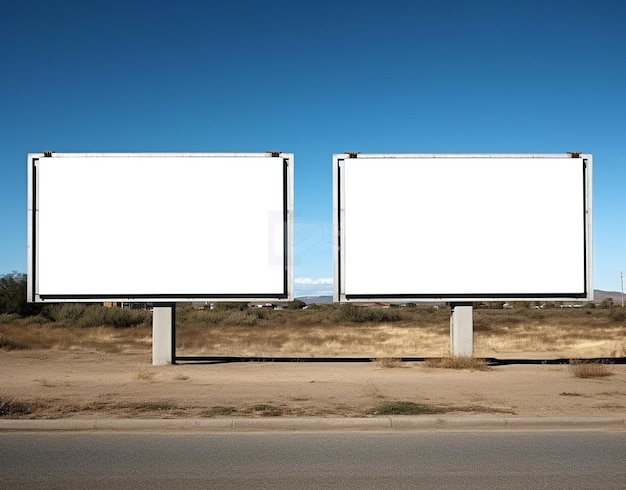 Zdjęcie makieta obraz stock pusty billboard ustawia billboard na ziemi s